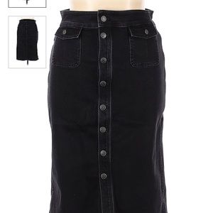 Worn once! Madewell button front black denim midi skirt with pockets.